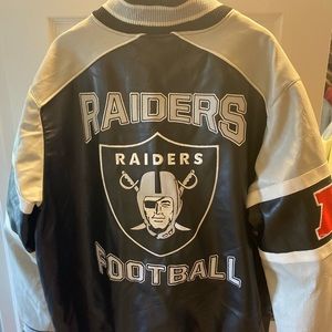 Oakland Raiders vintage 90s NFL Football distressed moto varsity jacket RARE